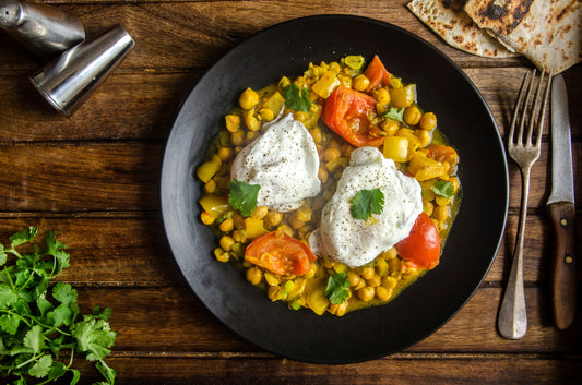 Spiced Chickpeas with Poached Eggs