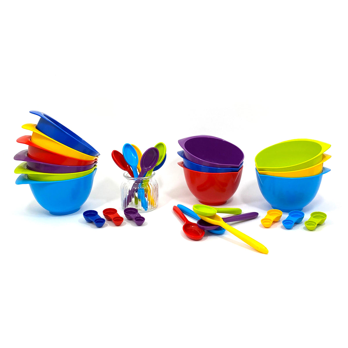 Kitchen Baking Bundle Set includes mixing bowls, mixing spoons, measuring spoons and dough cutters