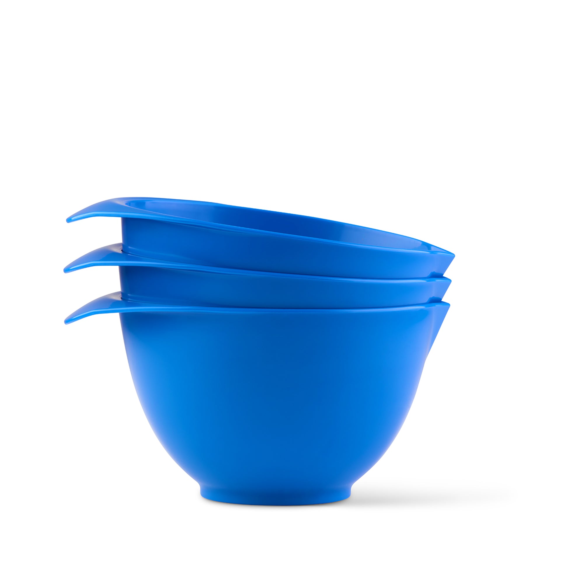 Dark blue mixing bowls set of 3 with handle and spout for easy pouring