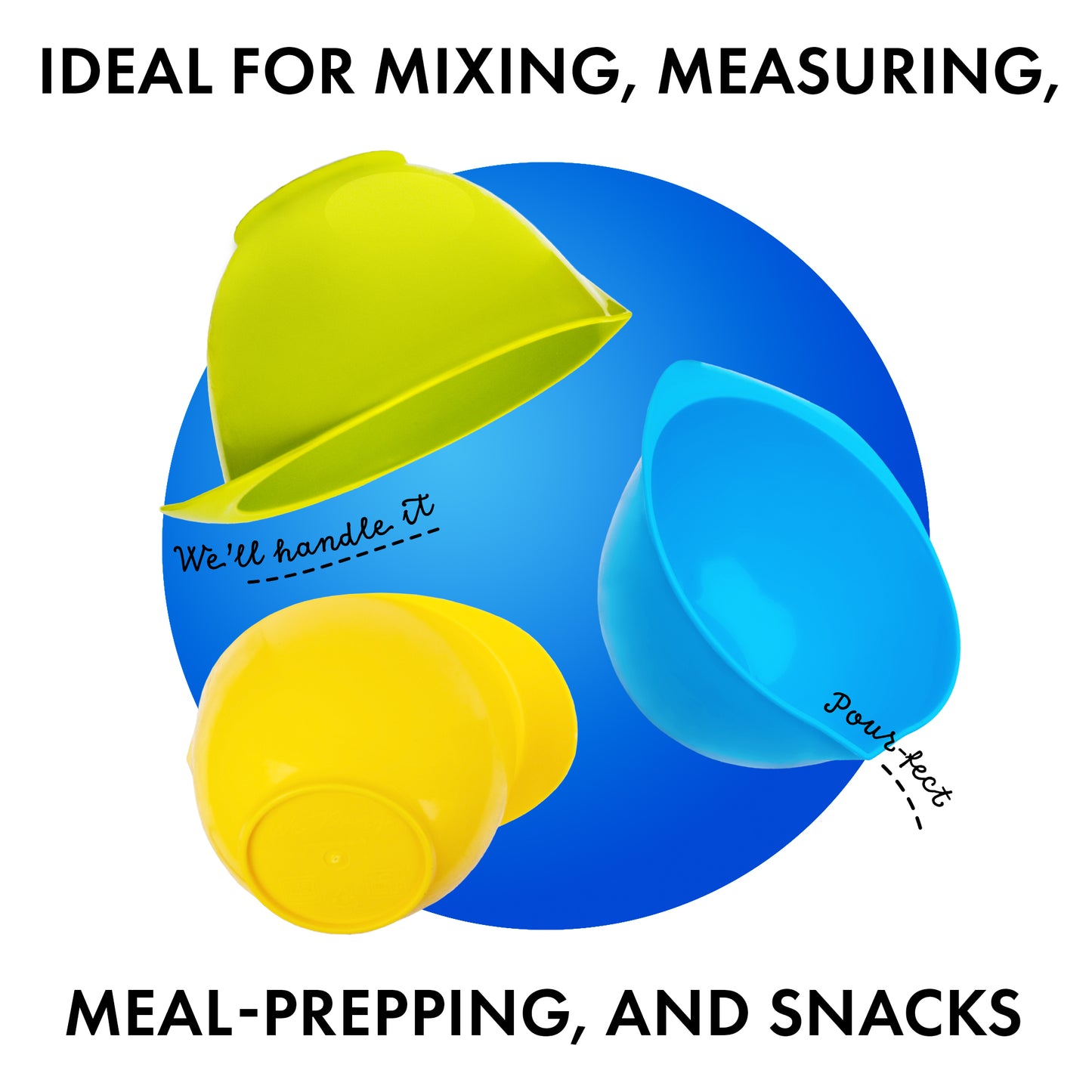 Bright mixing bowls set of 3, dishwasher safe and microwave safe
