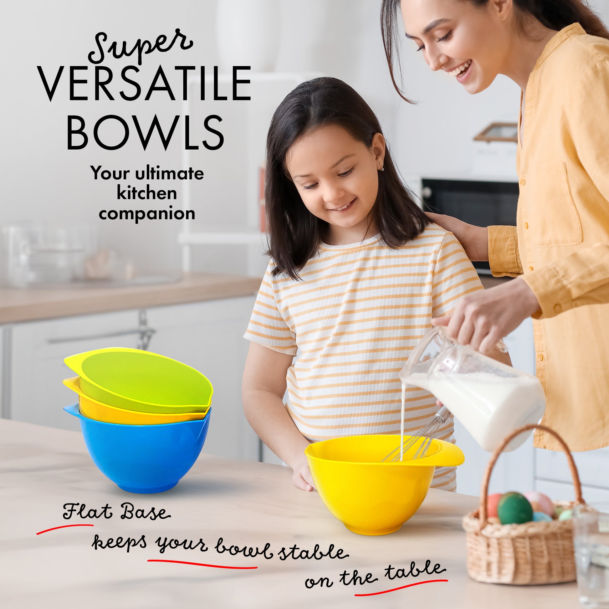 Versatile 2 Litre kids plastic mixing bowls for baking and meal prep 