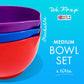 2 Litre bowl set of 3 in purple, dark blue and red for children and chefs