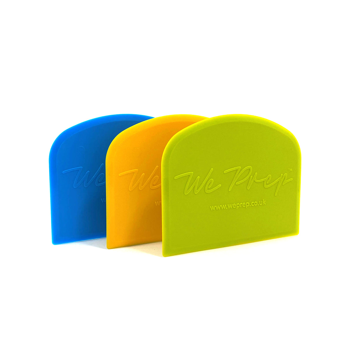 Dough cutters and dough scrapers set of 3 in green, yellow and light blue