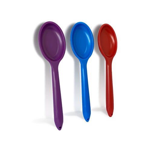 The bold mixing spoons set: Red, Blue & Purple Plastic Mixing Spoons
