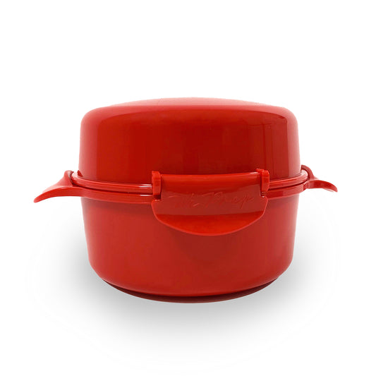red plastic microwave egg poacher and cooker